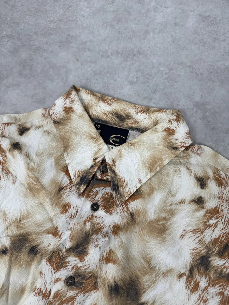 AW2003 Cavalli Cow Print Movement White & Brown Shirt FNTGynX 6