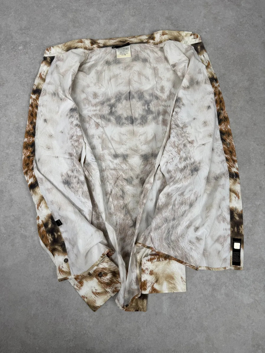 AW2003 Cavalli Cow Print Movement White & Brown Shirt FNTGynX 8