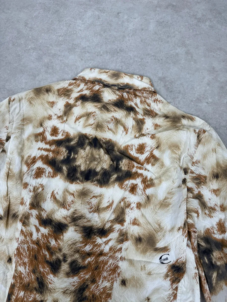 AW2003 Cavalli Cow Print Movement White & Brown Shirt FNTGynX 9