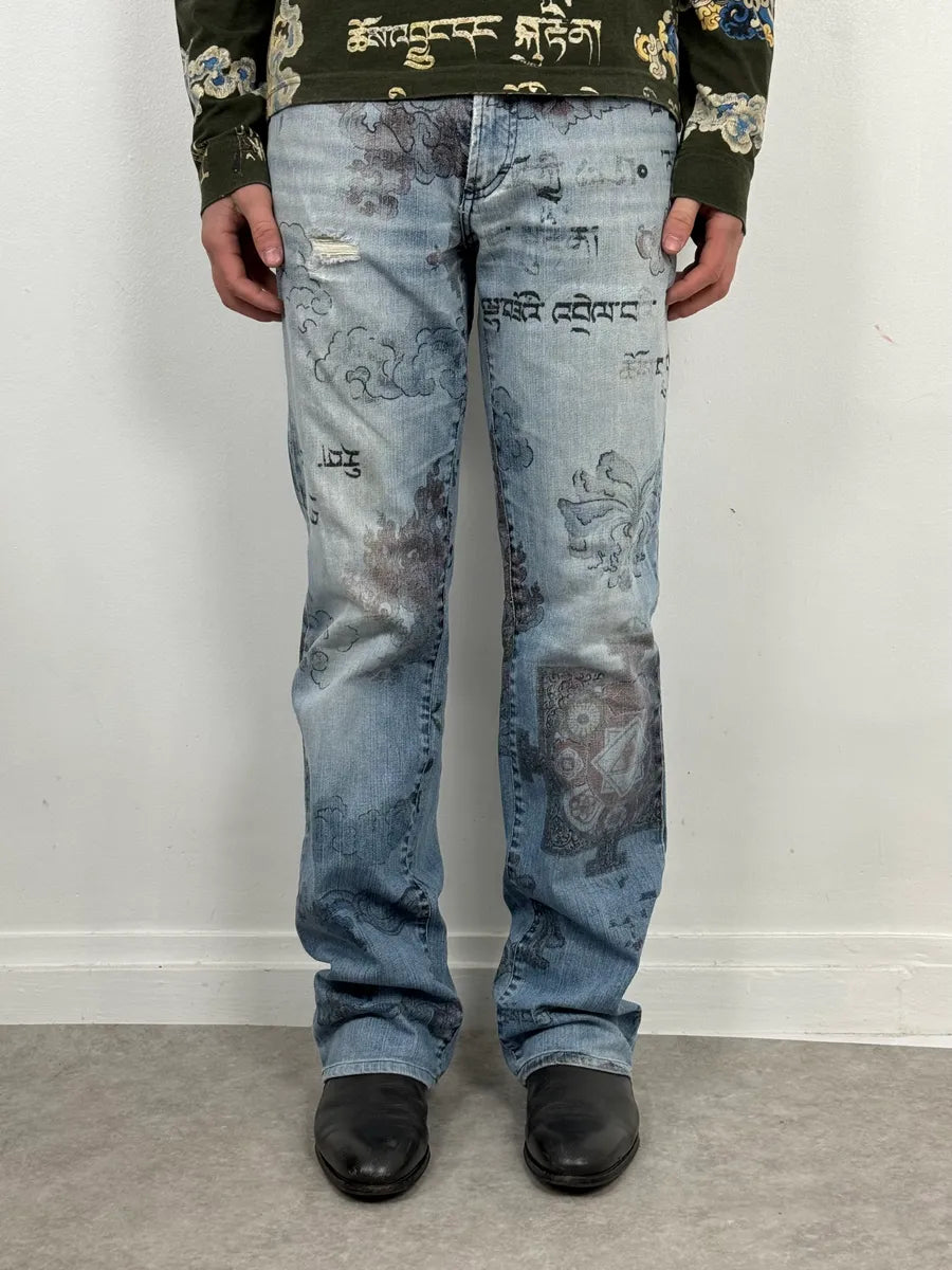 AW2003 Cavalli Fantasy Asian Blue Denim Jeans zoXMAKE 0