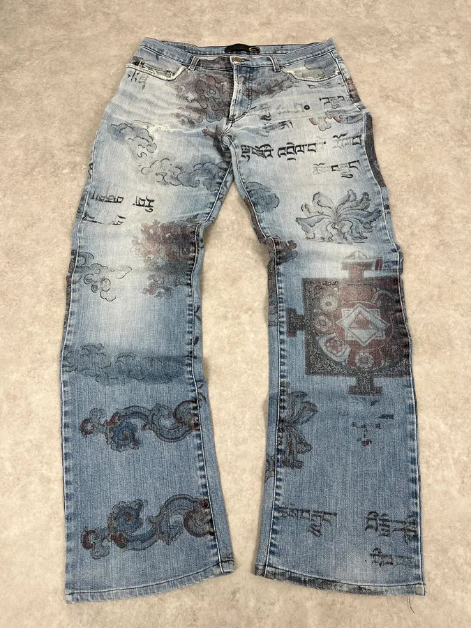 AW2003 Cavalli Fantasy Asian Blue Denim Jeans zoXMAKE 3