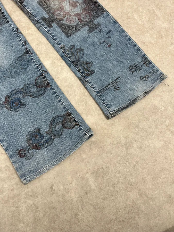 AW2003 Cavalli Fantasy Asian Blue Denim Jeans zoXMAKE 6