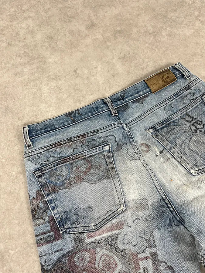 AW2003 Cavalli Fantasy Asian Blue Denim Jeans zoXMAKE 8