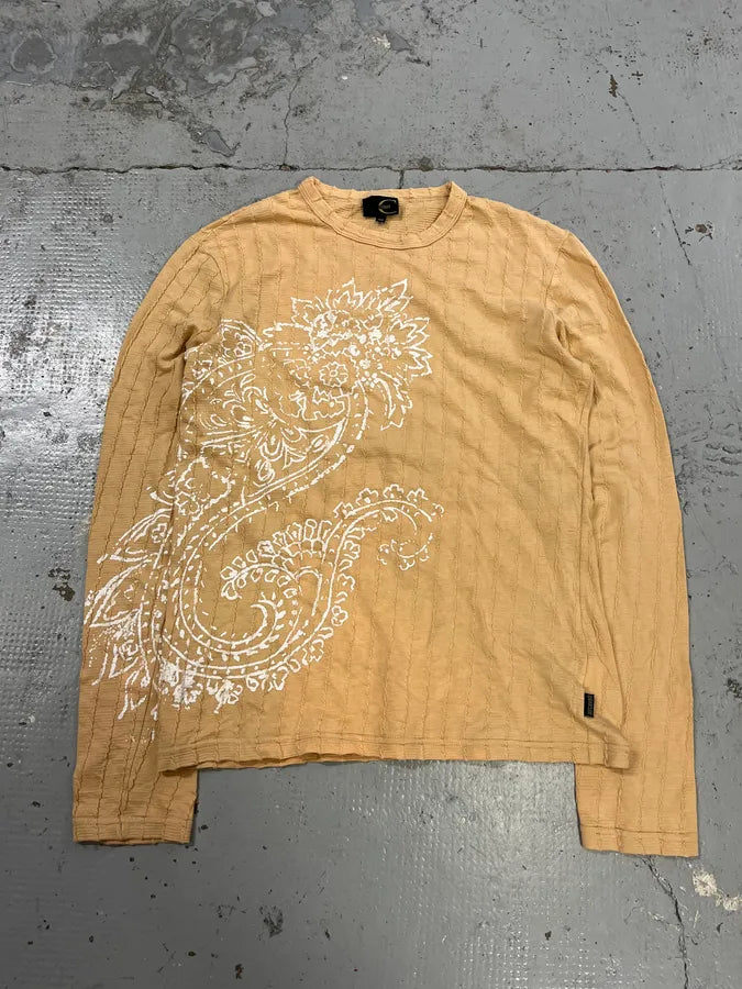 AW2003 Cavalli Floral Beige Tribal Paisley Longsleeve HdqudkA 0
