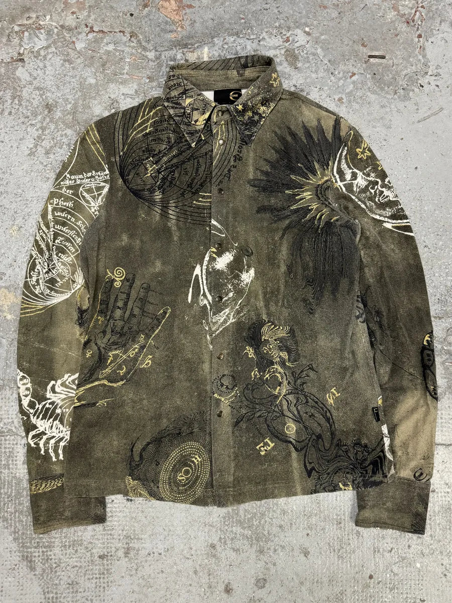 AW2003 Cavalli Green Astrology Shirt wxYvXzN 0