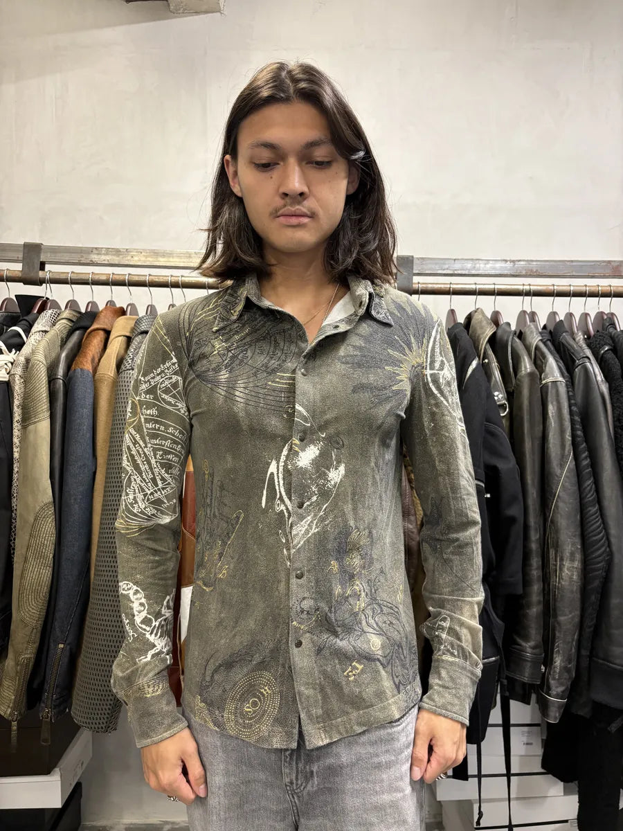 AW2003 Cavalli Green Astrology Shirt wxYvXzN 1