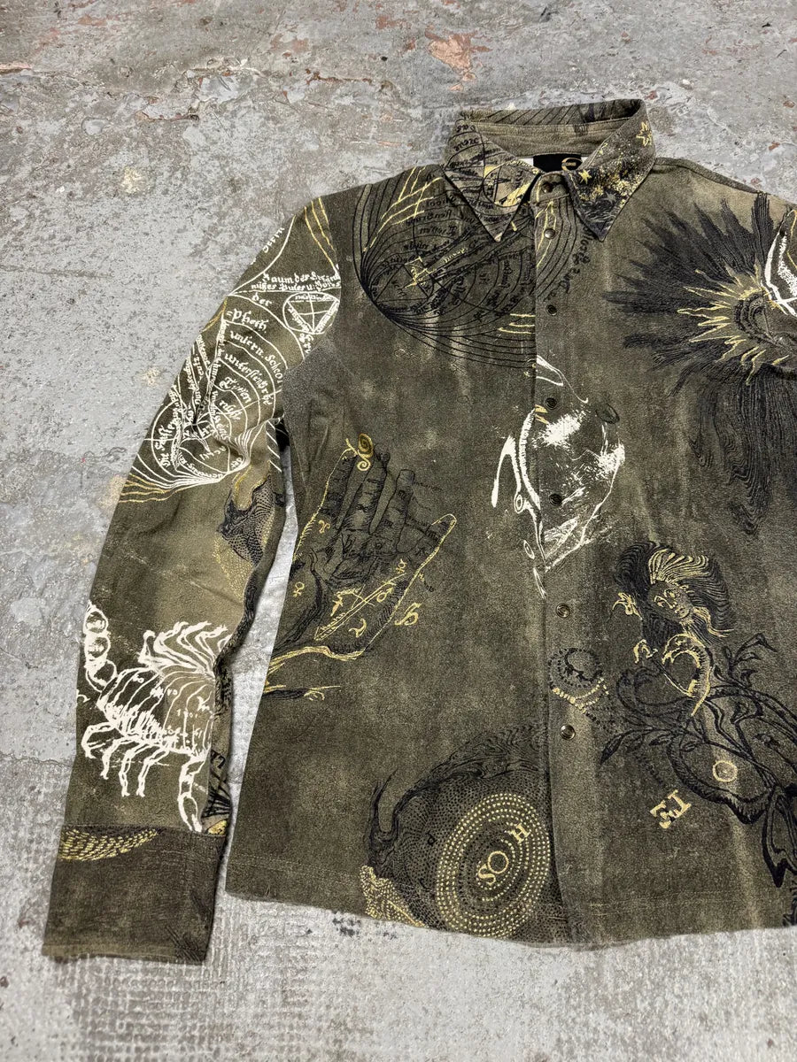 AW2003 Cavalli Green Astrology Shirt wxYvXzN 11