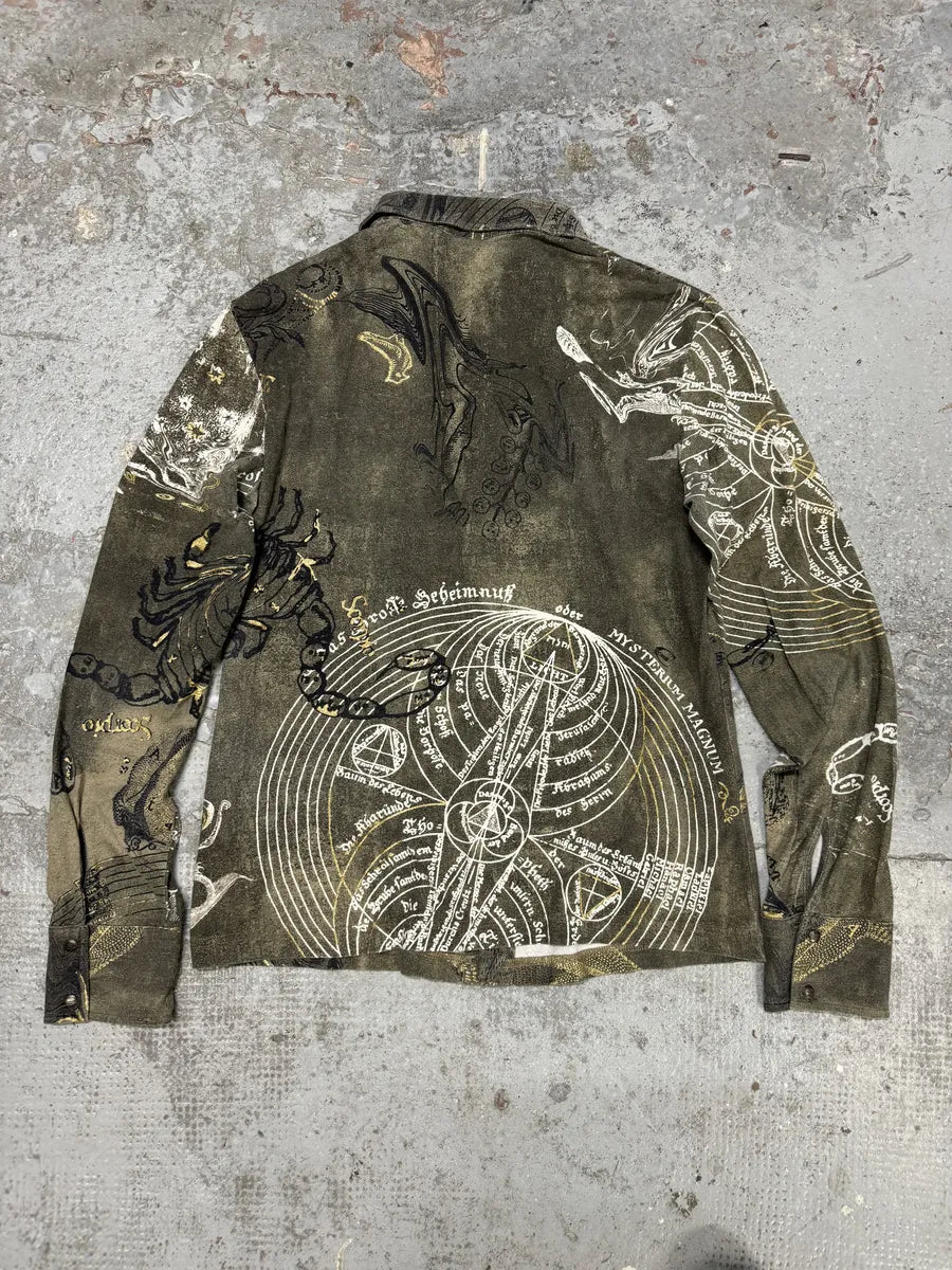 AW2003 Cavalli Green Astrology Shirt wxYvXzN 3