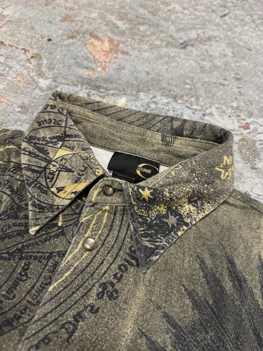 AW2003 Cavalli Green Astrology Shirt wxYvXzN 9