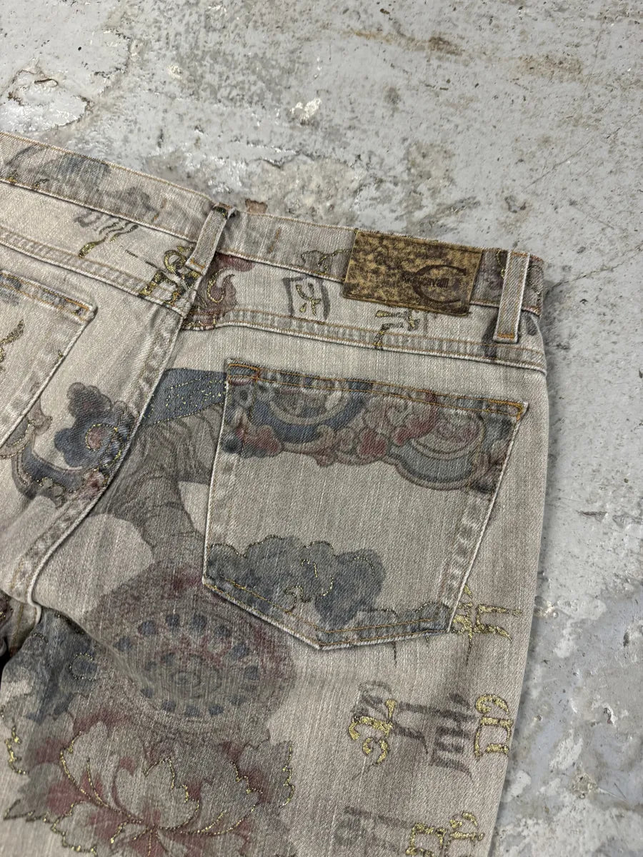 AW2003 Cavalli Grey Asian World Crazy Denim Jeans (S) uMblbLD 10