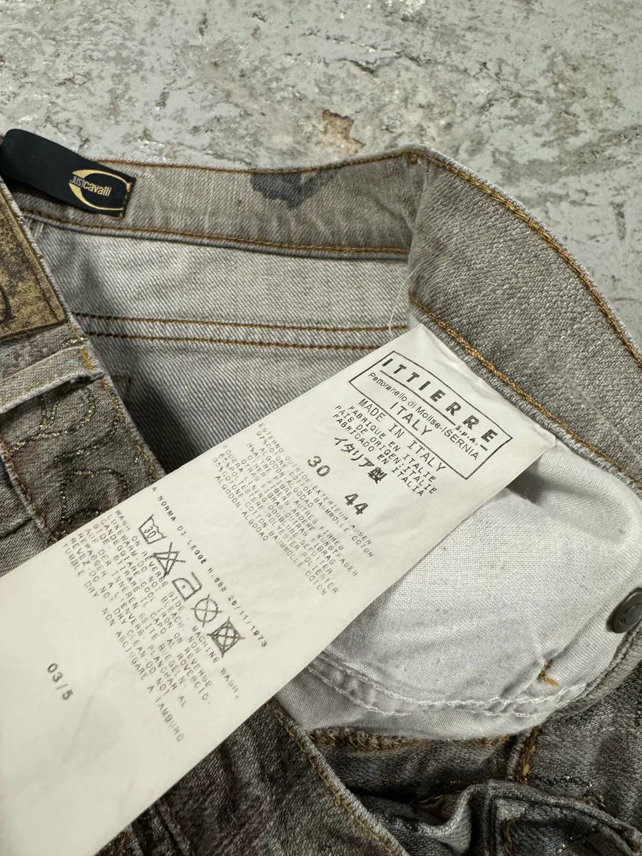 AW2003 Cavalli Grey Asian World Crazy Denim Jeans (S) uMblbLD 11