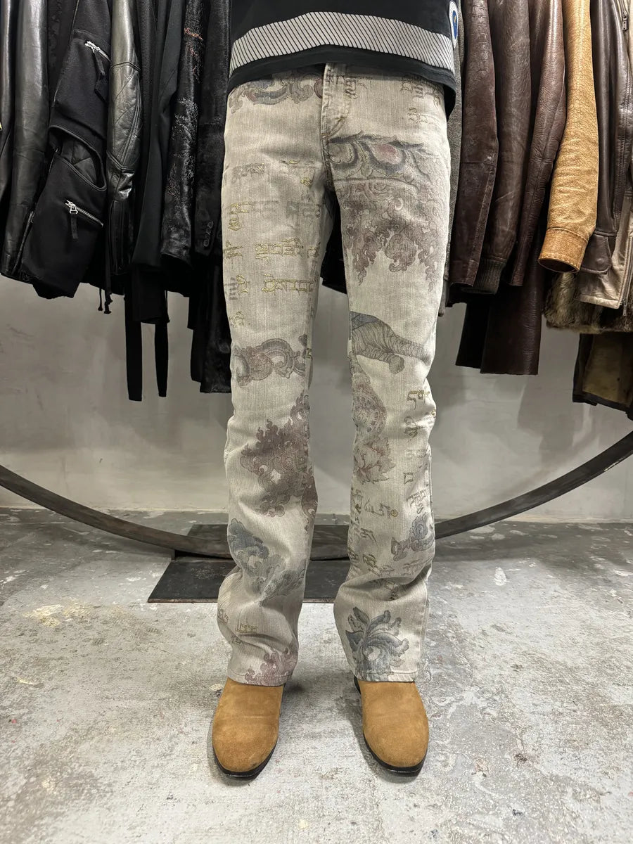 AW2003 Cavalli Grey Asian World Crazy Denim Jeans (S) uMblbLD 4