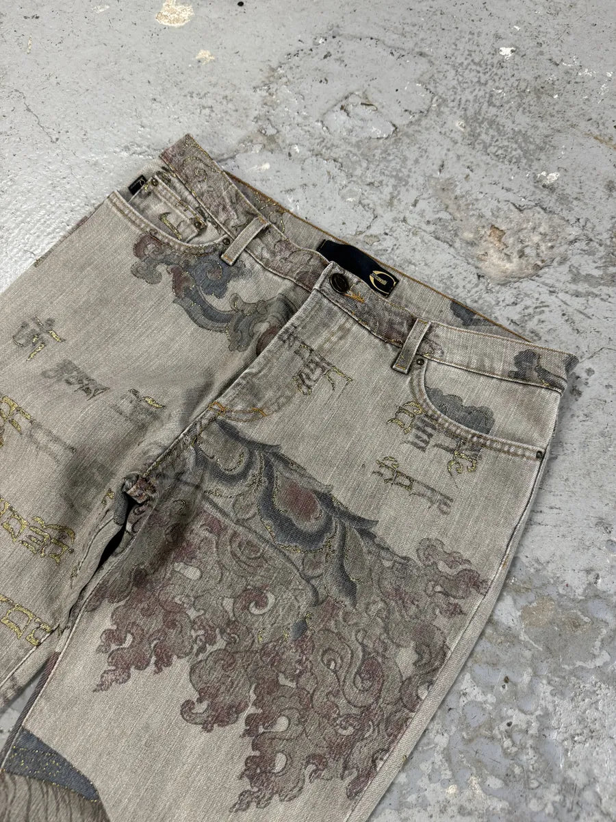 AW2003 Cavalli Grey Asian World Crazy Denim Jeans (S) uMblbLD 5