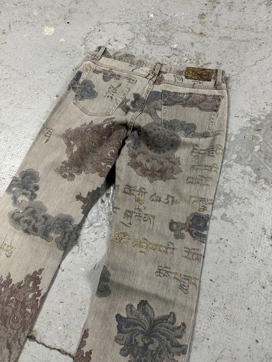 AW2003 Cavalli Grey Asian World Crazy Denim Jeans (S) uMblbLD 8