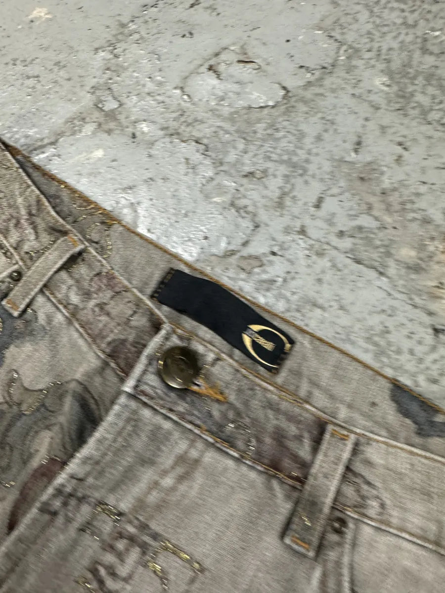 AW2003 Cavalli Grey Asian World Crazy Denim Jeans (S) uMblbLD 9