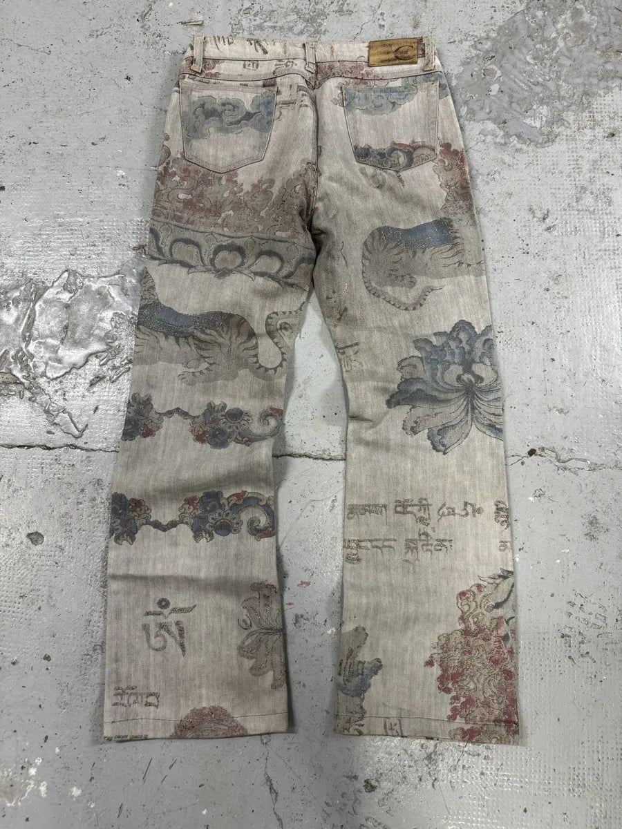 AW2003 Cavalli Grey Asian World Fantasy Denim Jeans uSPRImn 1