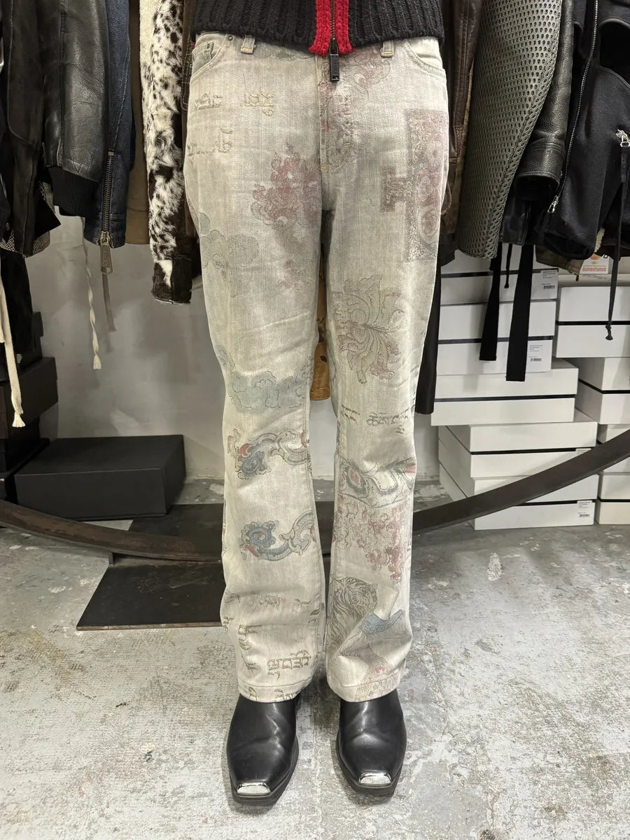 AW2003 Cavalli Grey Asian World Fantasy Denim Jeans uSPRImn 2