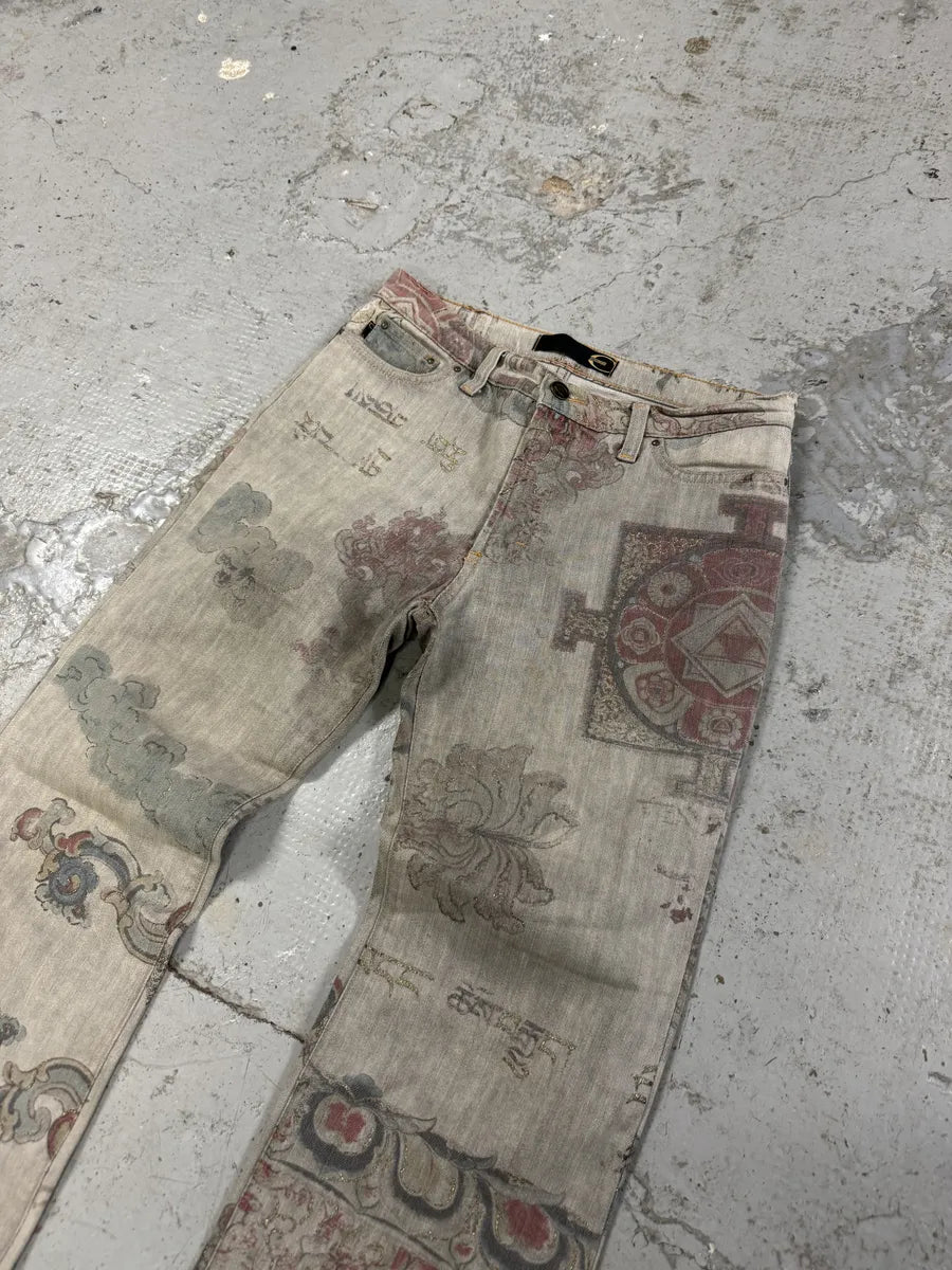 AW2003 Cavalli Grey Asian World Fantasy Denim Jeans uSPRImn 9
