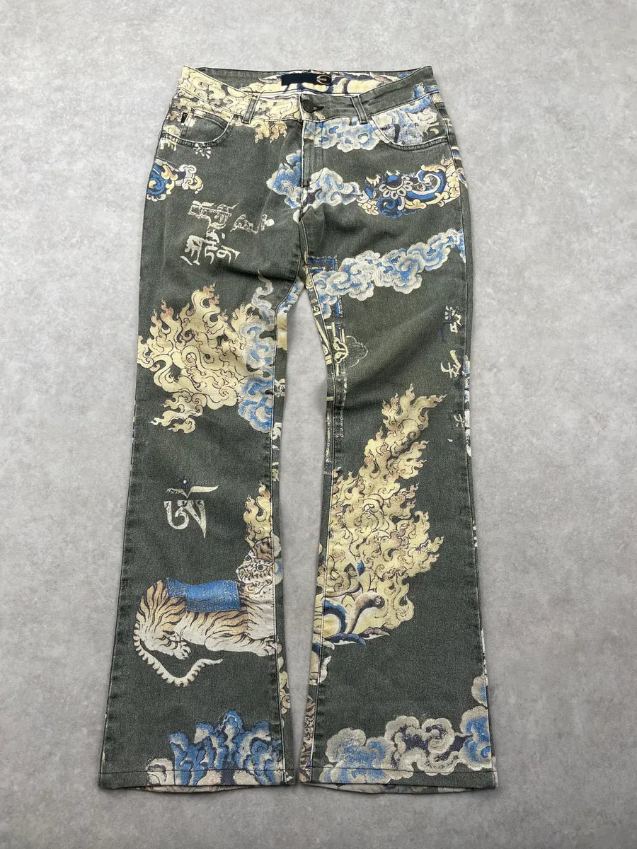 AW2003 Cavalli Grey Denim Asian World Flared Jeans KtPuJyD 0