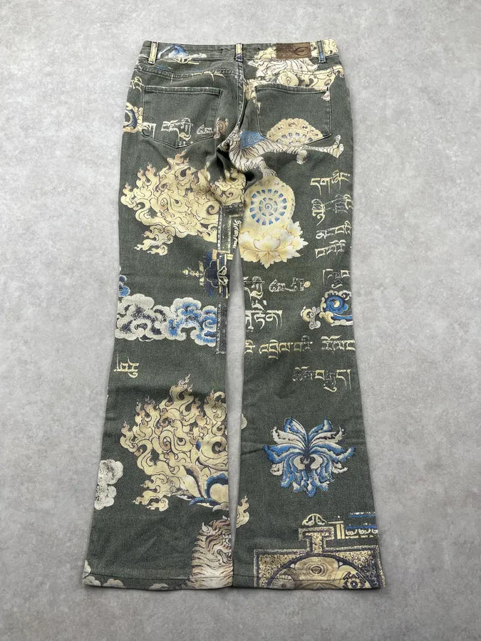 AW2003 Cavalli Grey Denim Asian World Flared Jeans KtPuJyD 1
