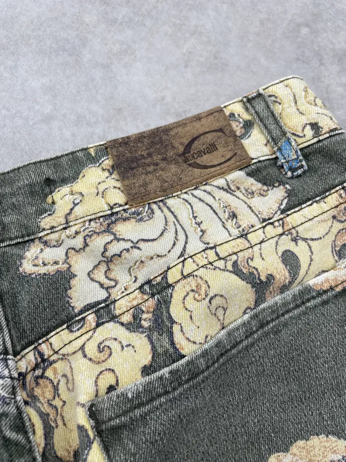 AW2003 Cavalli Grey Denim Asian World Flared Jeans KtPuJyD 5