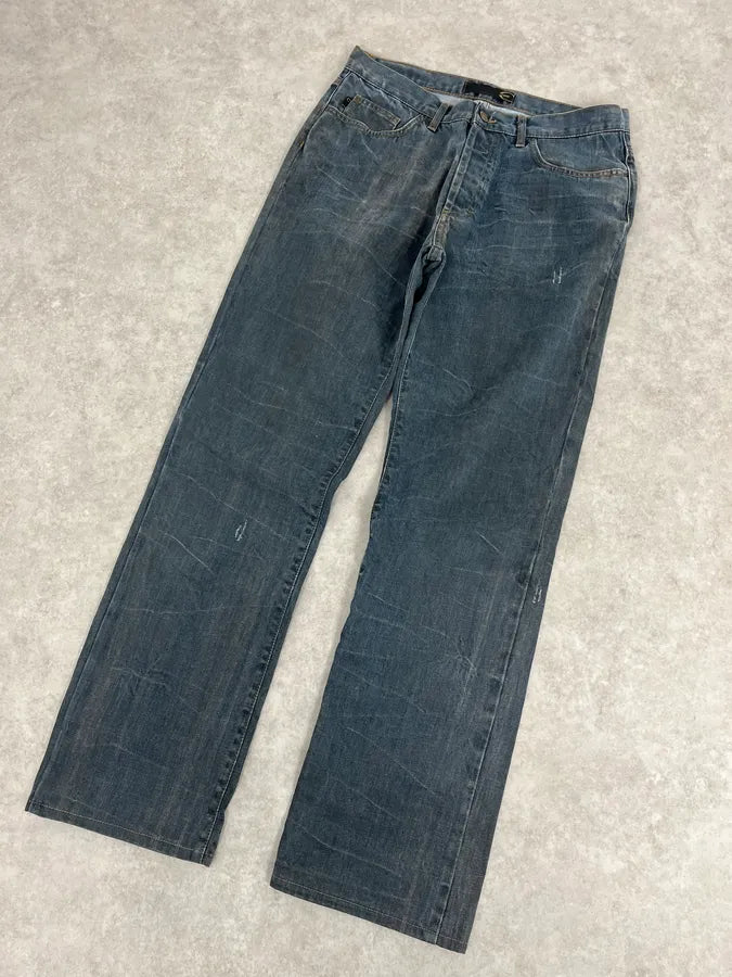 AW2003 Cavalli Navy Blue Faded Denim Cozy Jeans TtVhgMQ 4