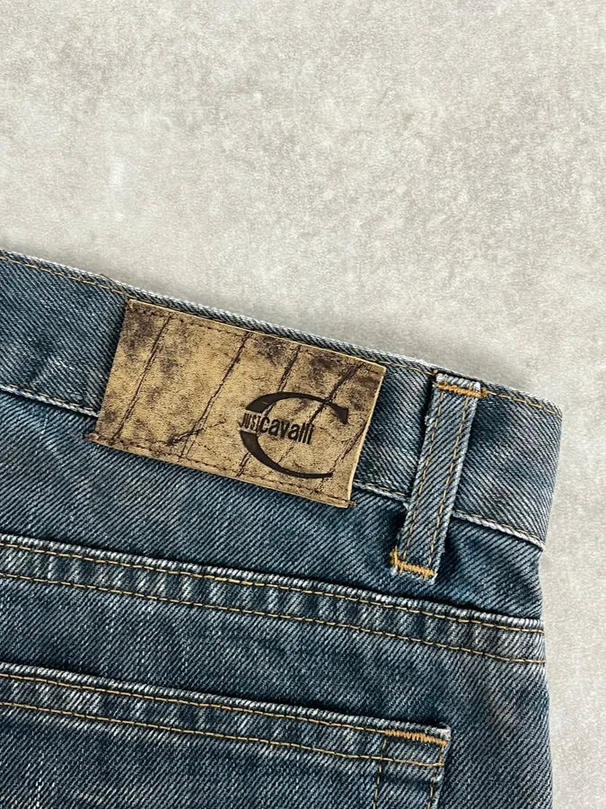 AW2003 Cavalli Navy Blue Faded Denim Cozy Jeans TtVhgMQ 11