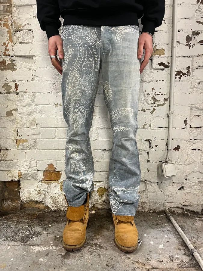 AW2003 Cavalli Ocean Presley Blue & White Ocean Pants XIFEfLT 1