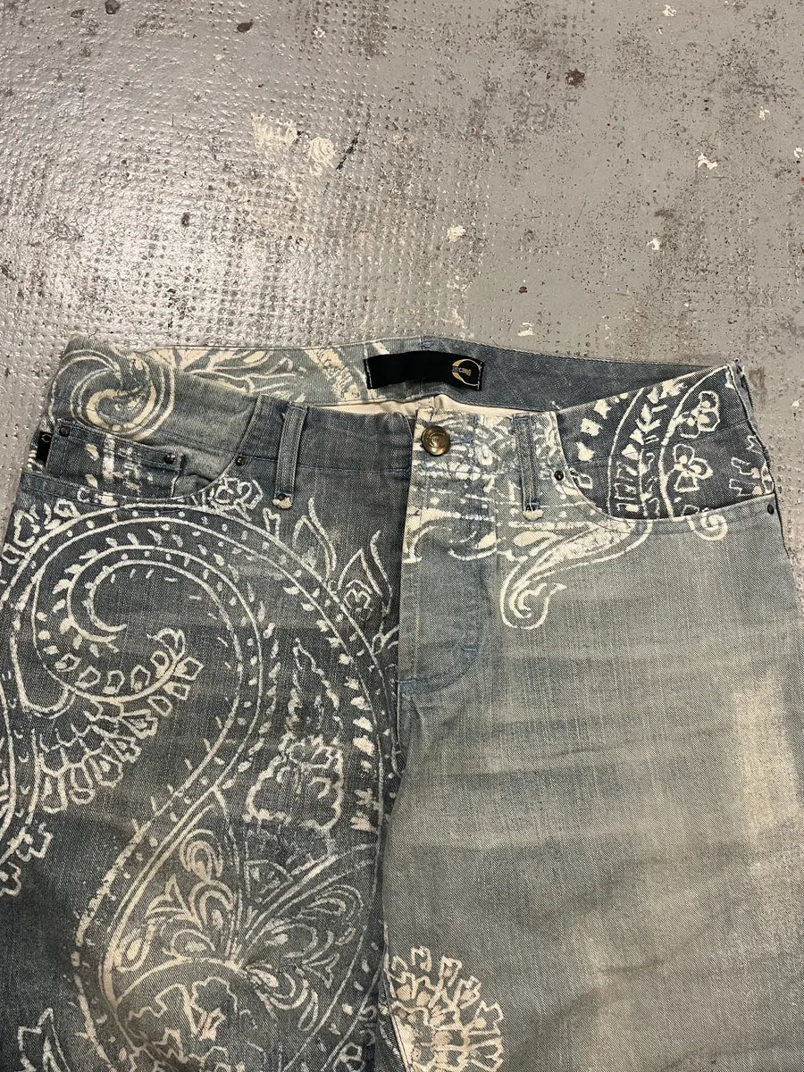 AW2003 Cavalli Ocean Presley Blue & White Ocean Pants XIFEfLT 4