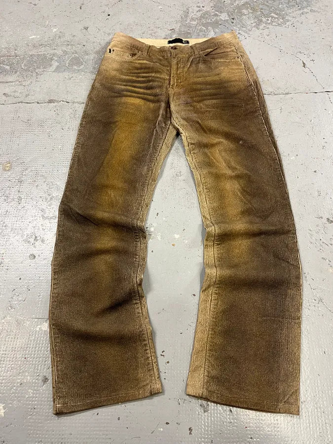 AW2003 Cavalli Overprint Velvet Brown Pants aDLqpTk 0