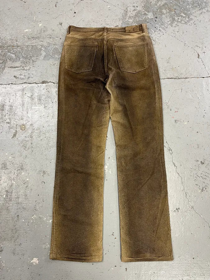AW2003 Cavalli Overprint Velvet Brown Pants aDLqpTk 1