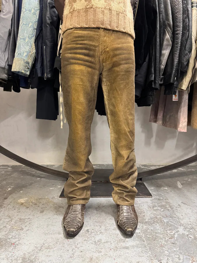 AW2003 Cavalli Overprint Velvet Brown Pants aDLqpTk 2