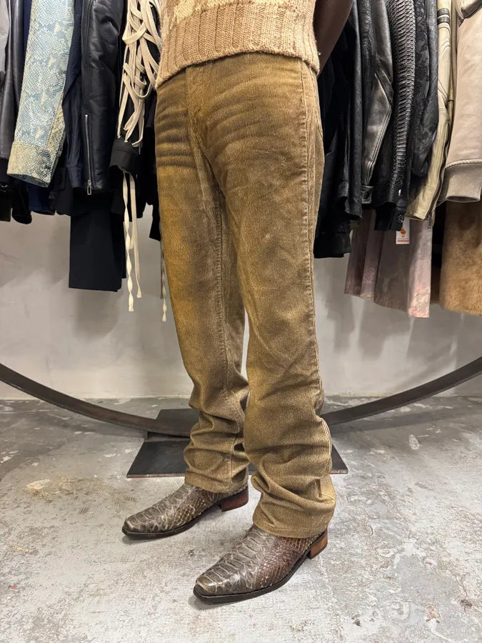 AW2003 Cavalli Overprint Velvet Brown Pants aDLqpTk 3