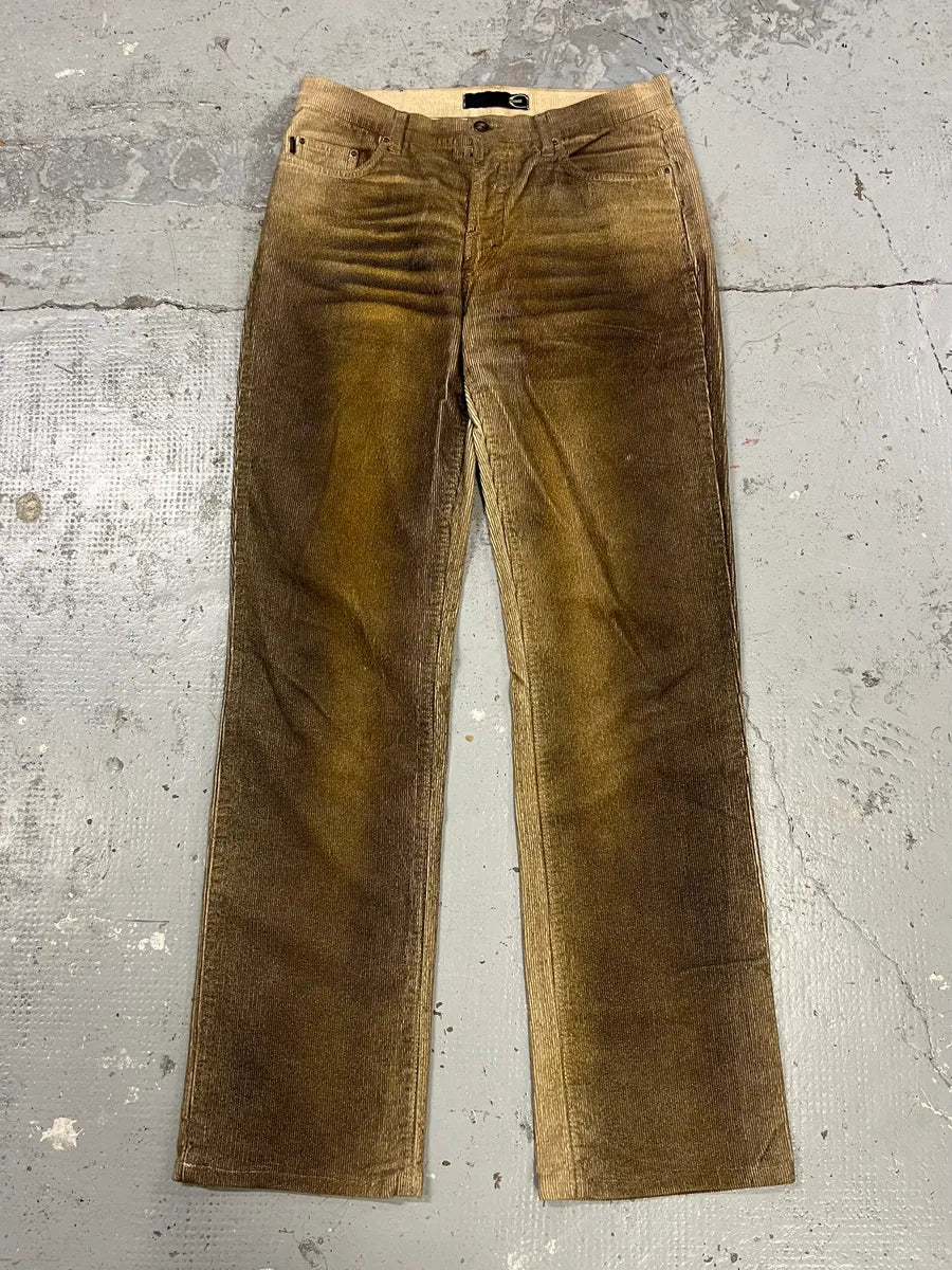 AW2003 Cavalli Overprint Velvet Brown Pants aDLqpTk 4
