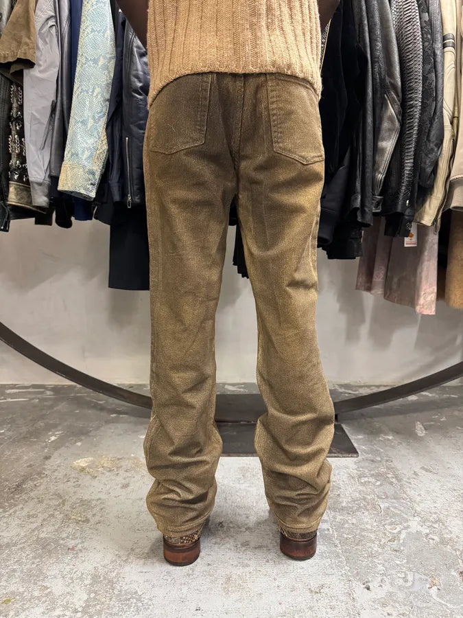 AW2003 Cavalli Overprint Velvet Brown Pants aDLqpTk 5