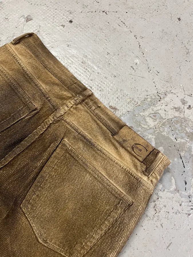 AW2003 Cavalli Overprint Velvet Brown Pants aDLqpTk 8