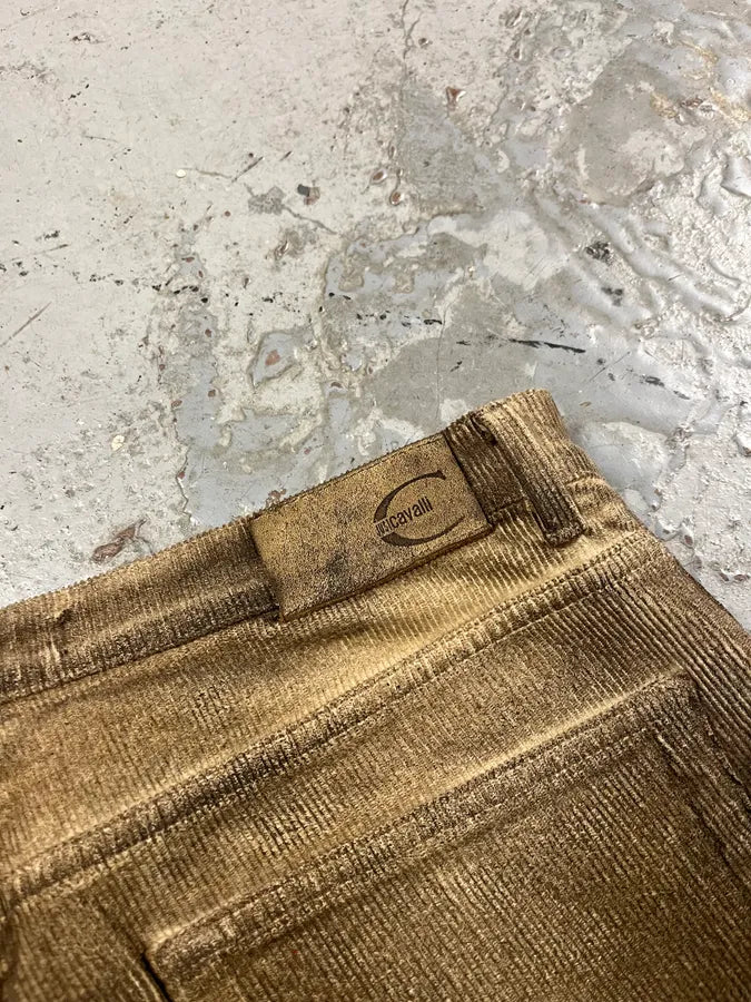 AW2003 Cavalli Overprint Velvet Brown Pants aDLqpTk 9