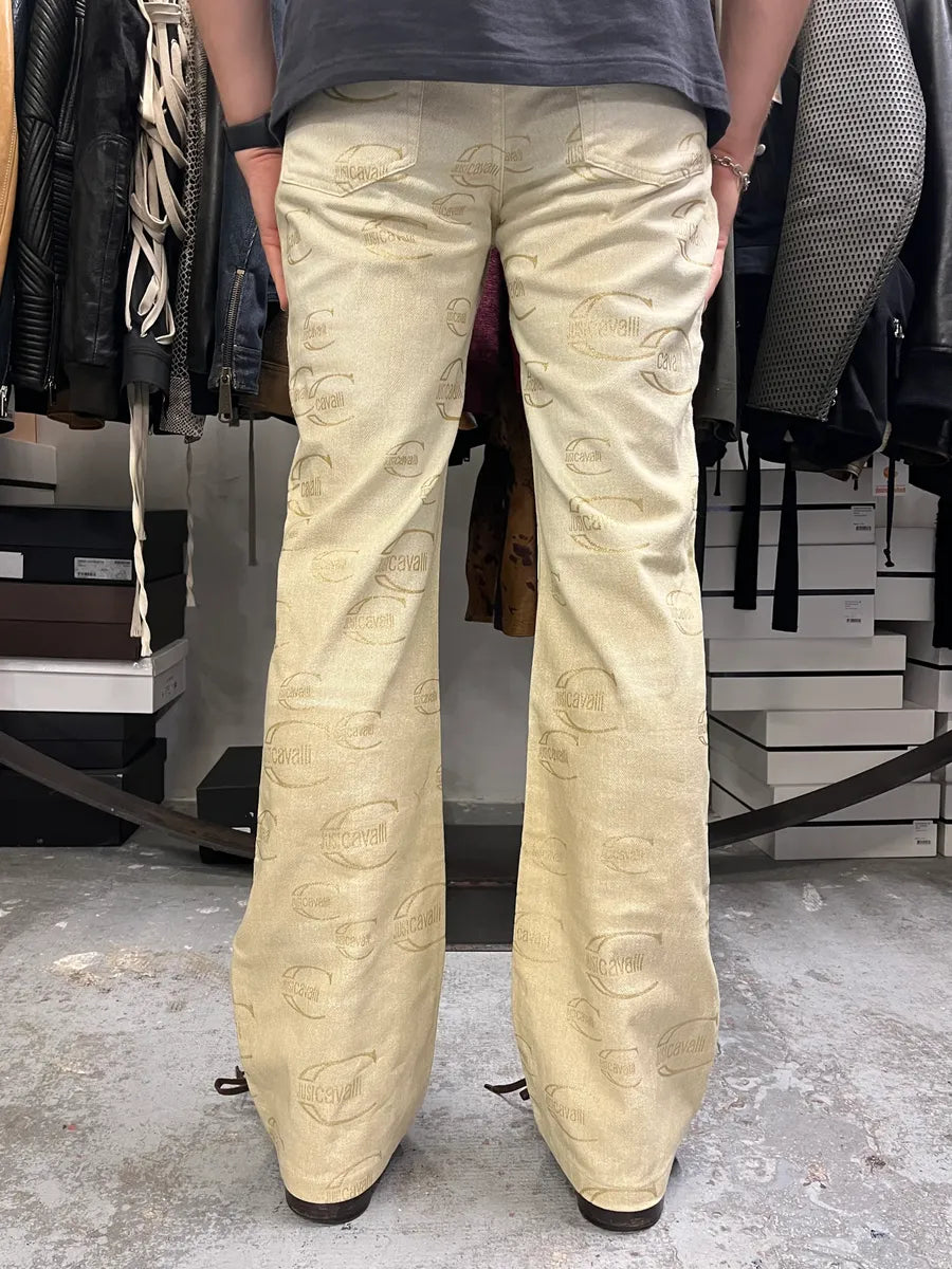 AW2003 Cavalli Propaganda Beige Logo Pants MBFpbwe 3