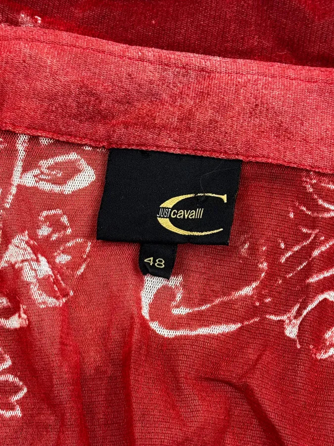 AW2003 Cavalli Red Paisley Pattern Mesh Shirt hYyiGHi 10