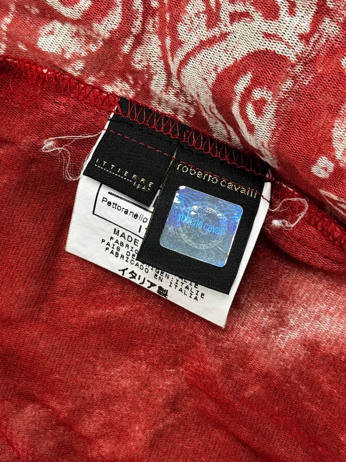 AW2003 Cavalli Red Paisley Pattern Mesh Shirt hYyiGHi 12