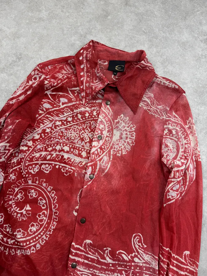 AW2003 Cavalli Red Paisley Pattern Mesh Shirt hYyiGHi 4
