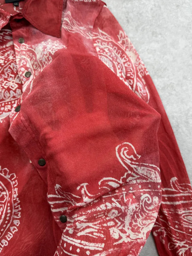 AW2003 Cavalli Red Paisley Pattern Mesh Shirt hYyiGHi 7