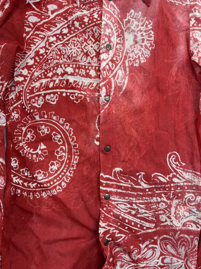 AW2003 Cavalli Red Paisley Pattern Mesh Shirt hYyiGHi 8