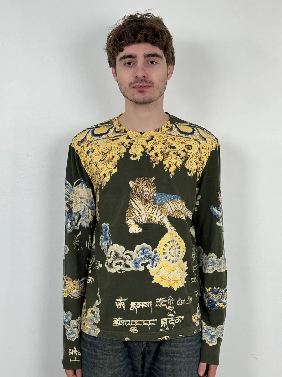 AW2003 Cavalli Spiritual Tiger Asian Green Longsleeves  qIyiuaC 1