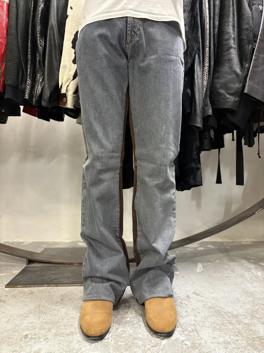 AW2003 Cavalli Two Tone Hybrid Blue Leather Denim Jeans (S/M) xqRwQSB 1