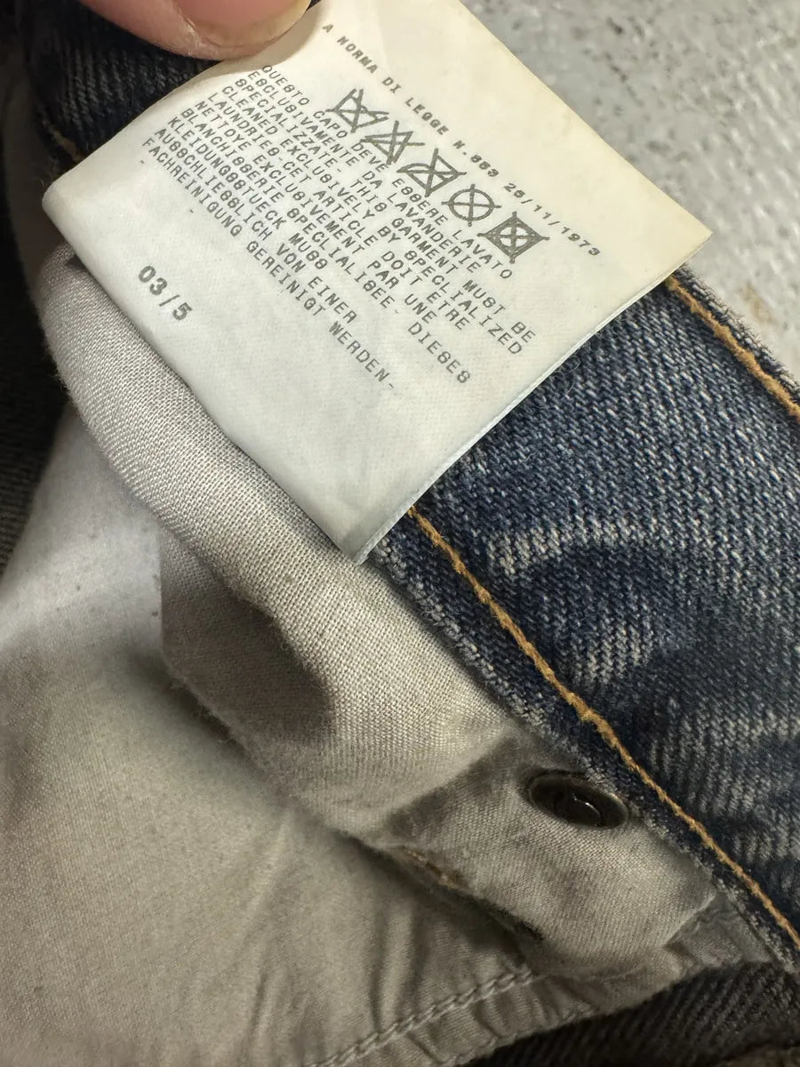 AW2003 Cavalli Two Tone Hybrid Blue Leather Denim Jeans (S/M) xqRwQSB 8