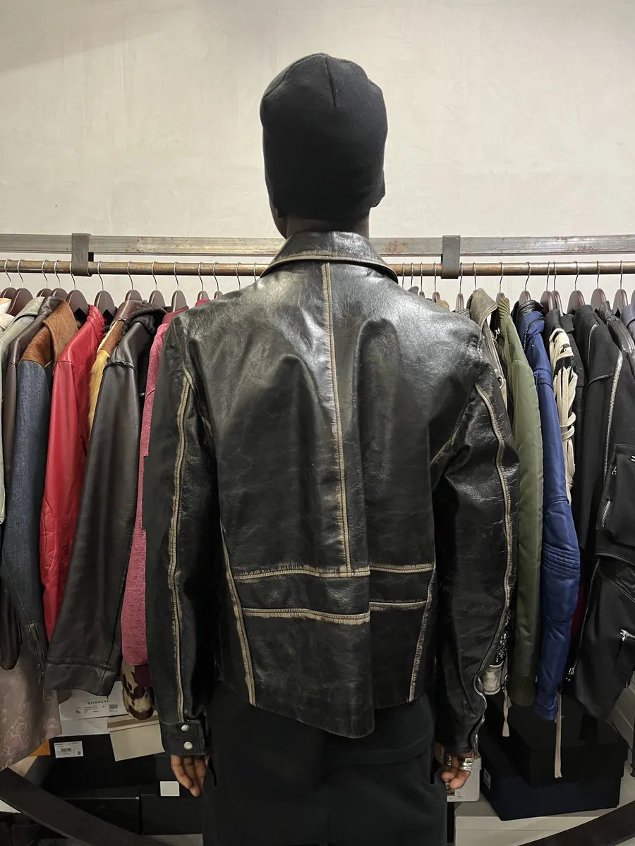 AW2003 Daniele Alessandrini Multi Pockets Black Leather Jacket mGmrPgp 2