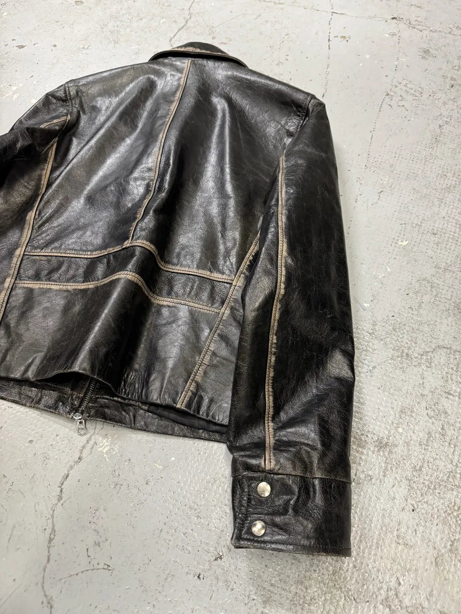 AW2003 Daniele Alessandrini Multi Pockets Black Leather Jacket mGmrPgp 3