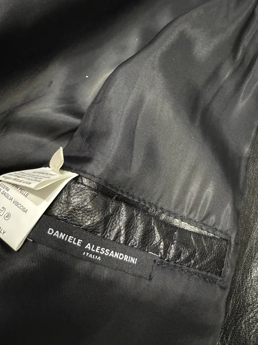 AW2003 Daniele Alessandrini Multi Pockets Black Leather Jacket mGmrPgp 6