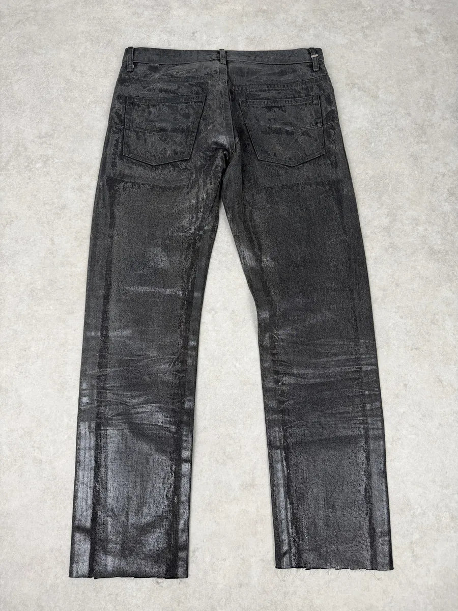 AW2003 Dior Dark Grey Black Waxed Denim Jeans by Hedi Slimane fHWdTqD 1